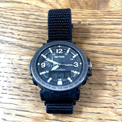 Casio Pro Trek PRG-600YB-3JF wristwatch with resin stainless steel case and silicone band shown from front