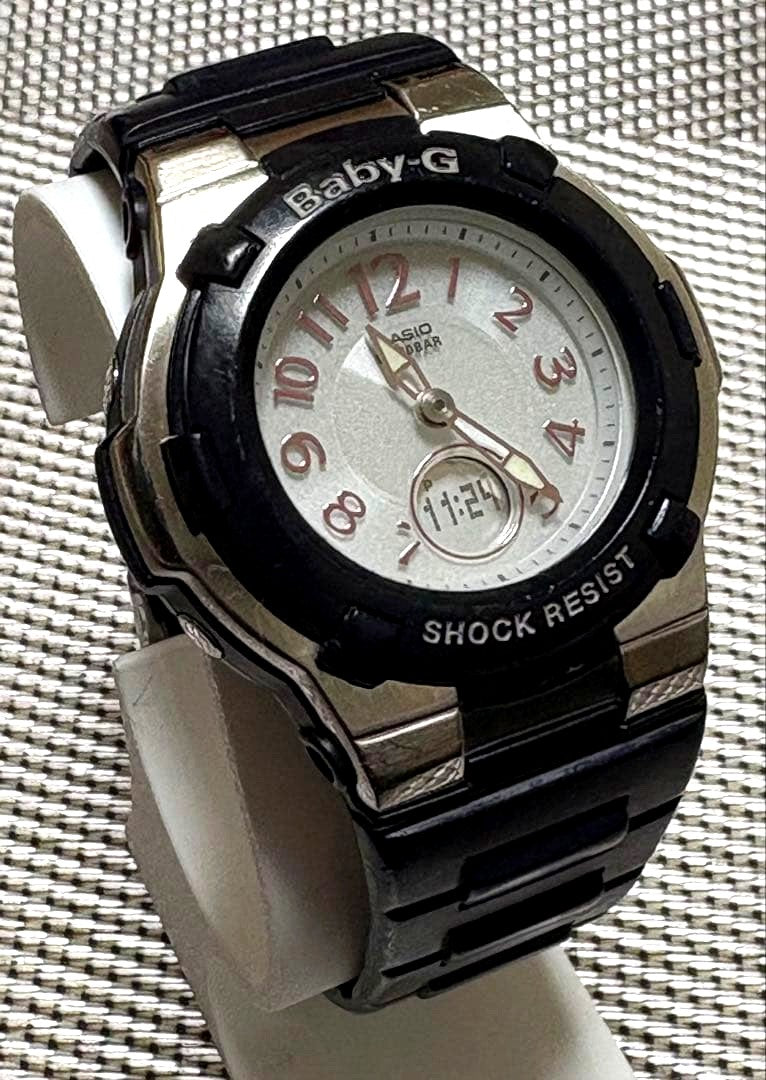 Casio Baby-G BGA-1400 TV-1F radio controlled tough solar wristwatch with black and white design