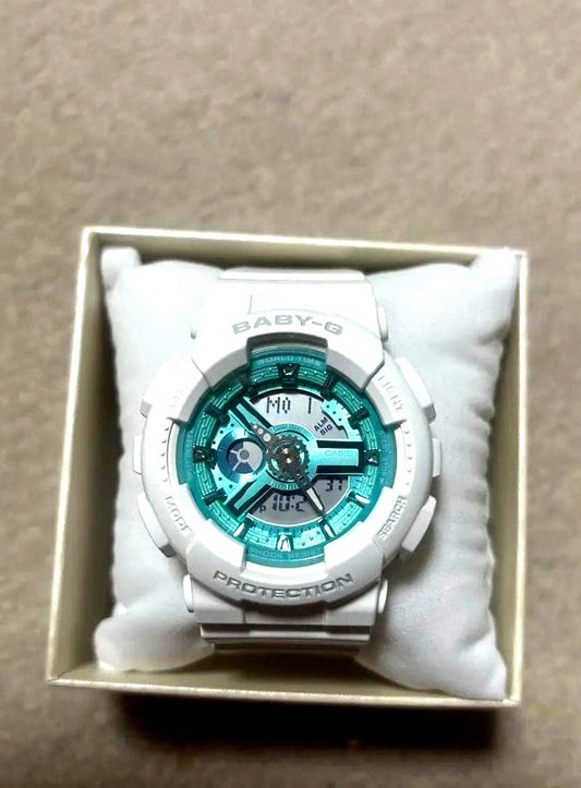 Casio Baby-G BA-110XWS-7AJF white wristwatch with digital and analog display