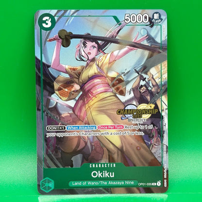 One Piece English Ochiku Promo Championship 2023 Foreign Event single card with slight white marks on the back