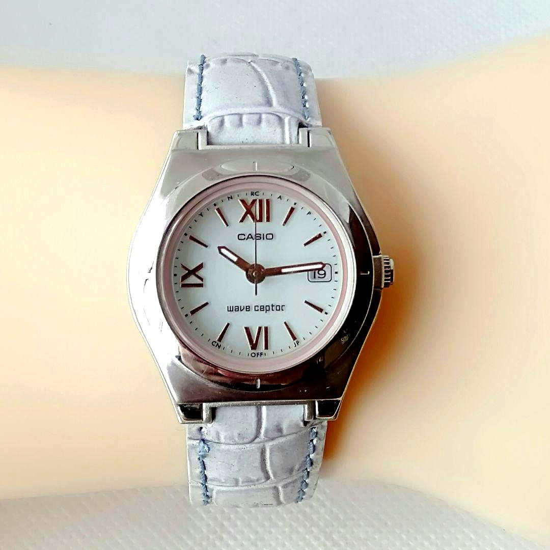 Casio Wave Ceptor Tough Solar ladies watch with replaced band and visible signs of use