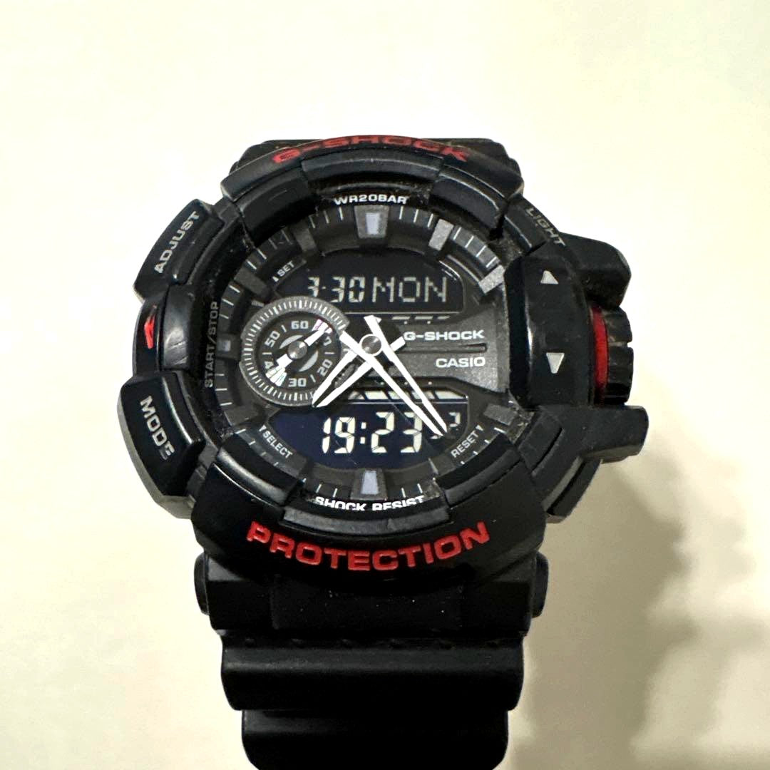 Casio G-Shock GA-400HR wristwatch with digital and analog display, black and red design