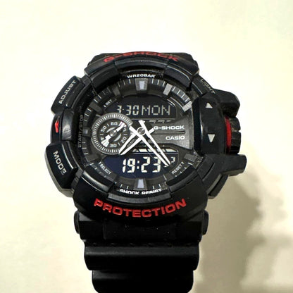 Casio G-Shock GA-400HR wristwatch with digital and analog display, black and red design