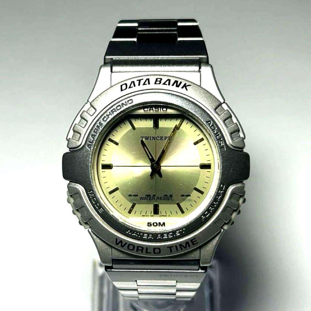 Casio Twincept Data Bank ABX-22 Vintage Analog Digital World Time Watch — Japan Import
