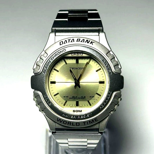 Casio Twincept Data Bank ABX-22 Vintage Analog Digital World Time Watch — Japan Import