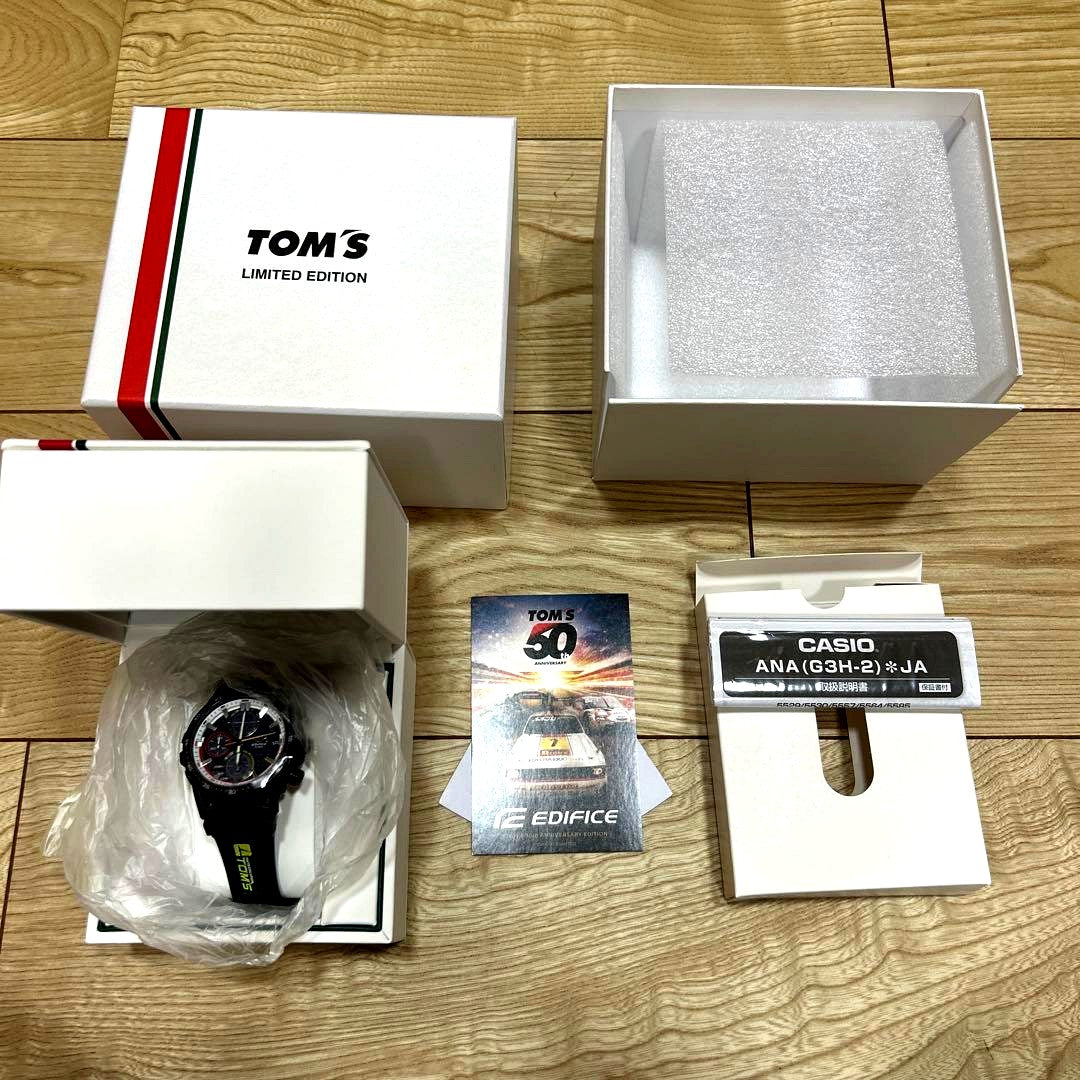 Casio Edifice TOMS Collaboration Limited Edition wristwatch model EFS-S641TMS-1ADR with black dial and stainless steel band