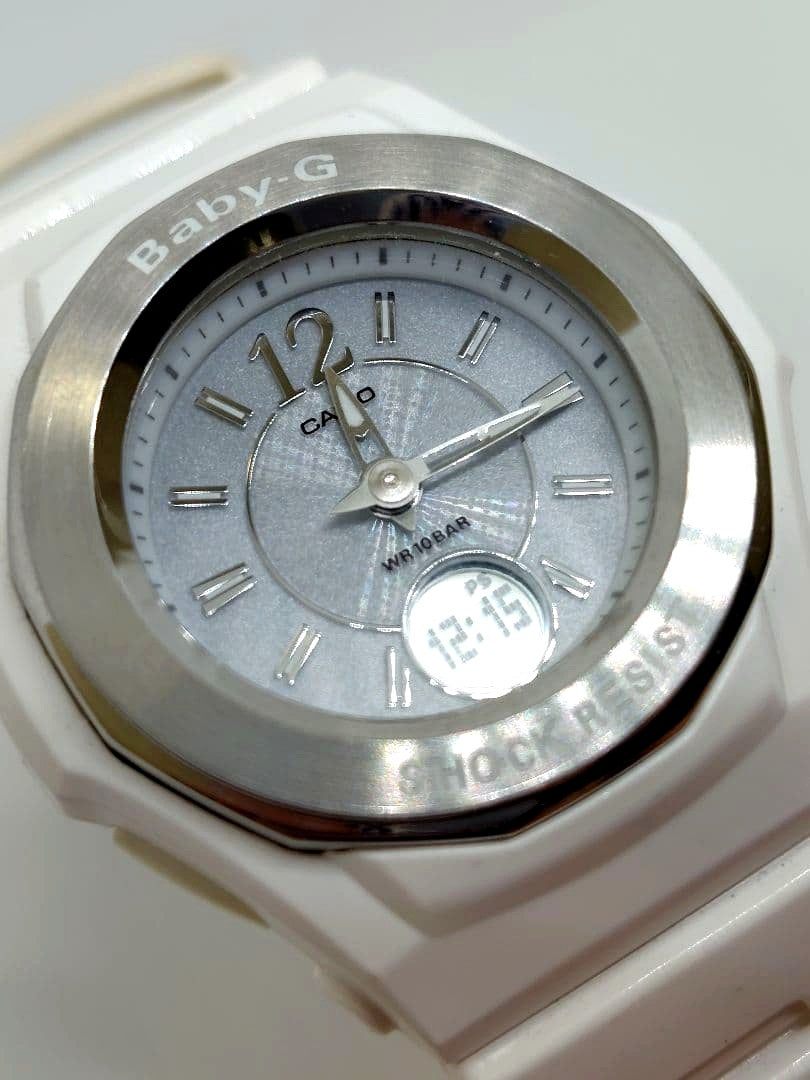 Casio Baby-G BGA-100 Solar Radio Wave Watch in white with slight fading on the back