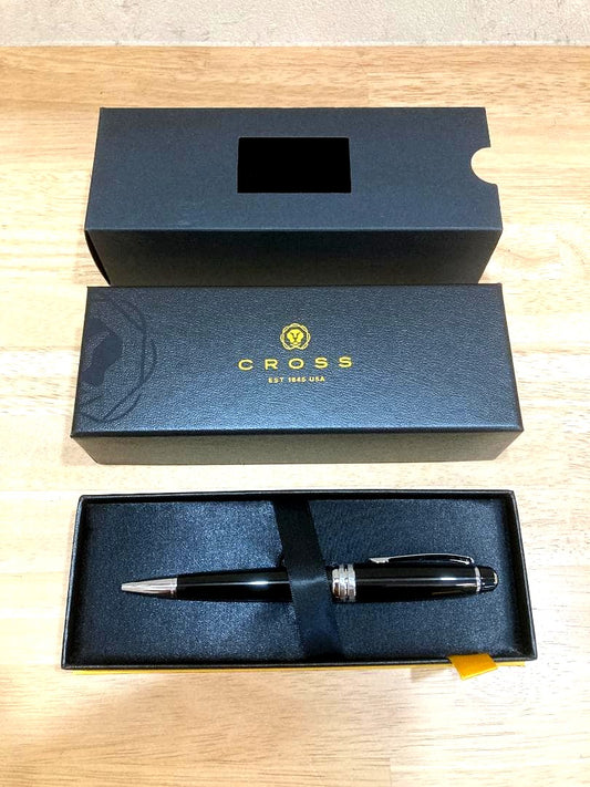CROSS NAT0452-7 twist ballpoint pen with black glossy body and silver accents