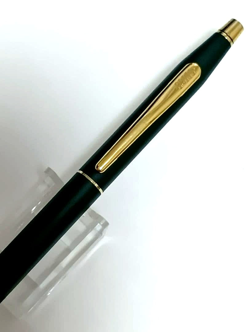 Vintage Cross Classic Century green and gold twist ballpoint pen with minor scratches and gold tarnish