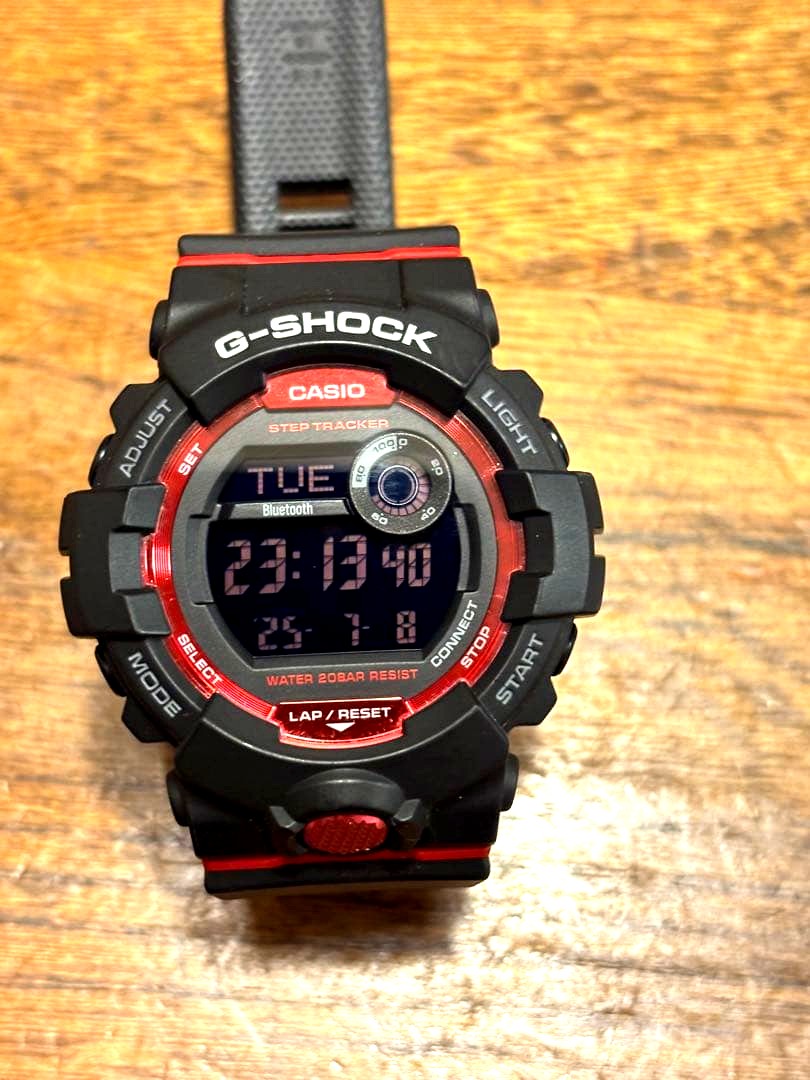 Casio G-Shock digital watch in black and red colors, Japan import, used condition, no box included