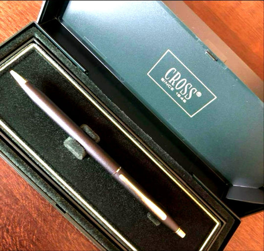 Cross Classic black mechanical pencil with 0.5mm lead and 23K gold-plated brass body in fitted case