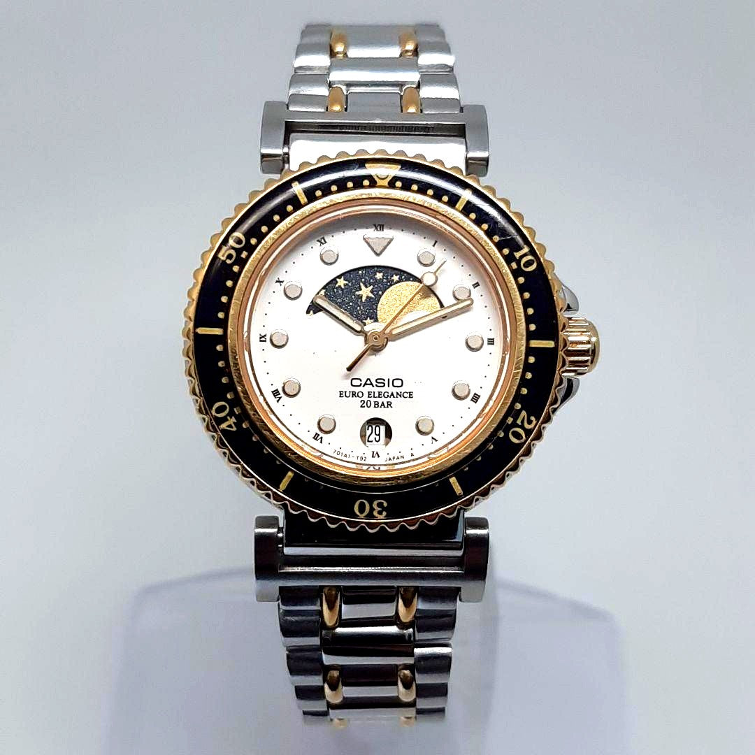 Casio Kajiki LD-604 unisex analog wristwatch with moon phase display, authentic Japanese import