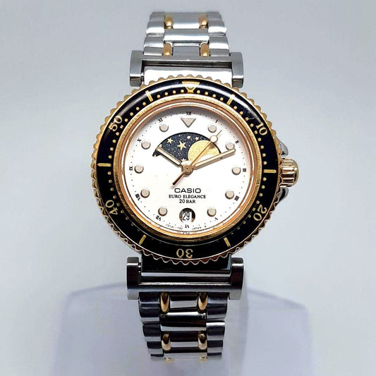 Casio Kajiki LD-604 unisex analog wristwatch with moon phase display, authentic Japanese import