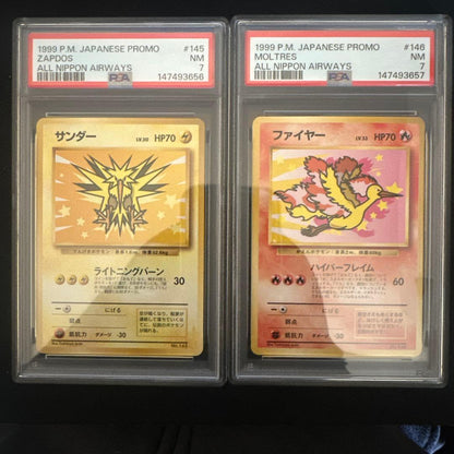 Bandai PSA7 1999 ANA Pokémon Jet Special Version Trading Card featuring Thunder and Fire