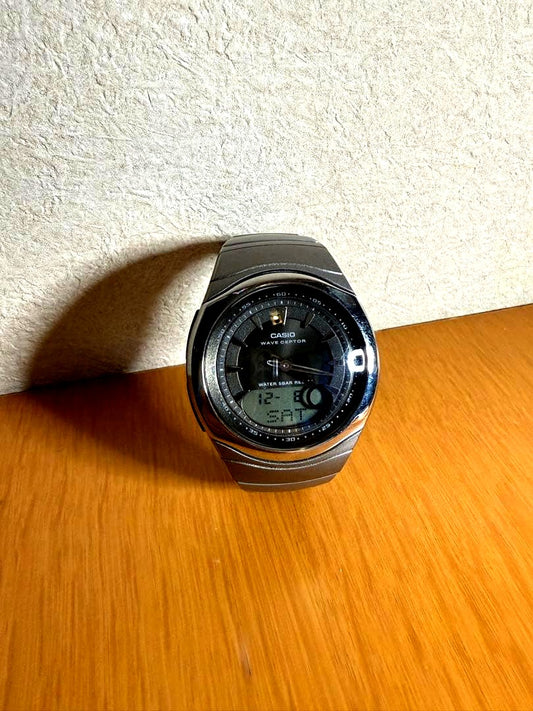 Casio Digital Watch Model WVA-102 with silver stainless steel band and digital display