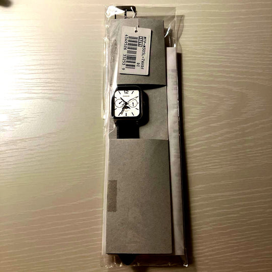 Brand new Casio Moon Phase MTP-M305L-7AV watch with white dial and leather strap