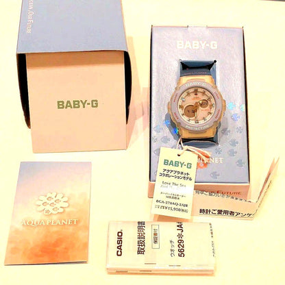 Casio Baby-G Aqua Planet Collaboration Model blue watch with round dial and resin band