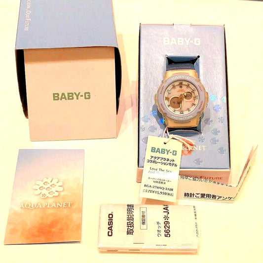 Casio Baby-G Aqua Planet Collaboration Model blue watch with round dial and resin band