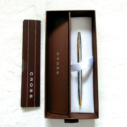 Cross Silver Gold Ballpoint Pen with Box and Manual