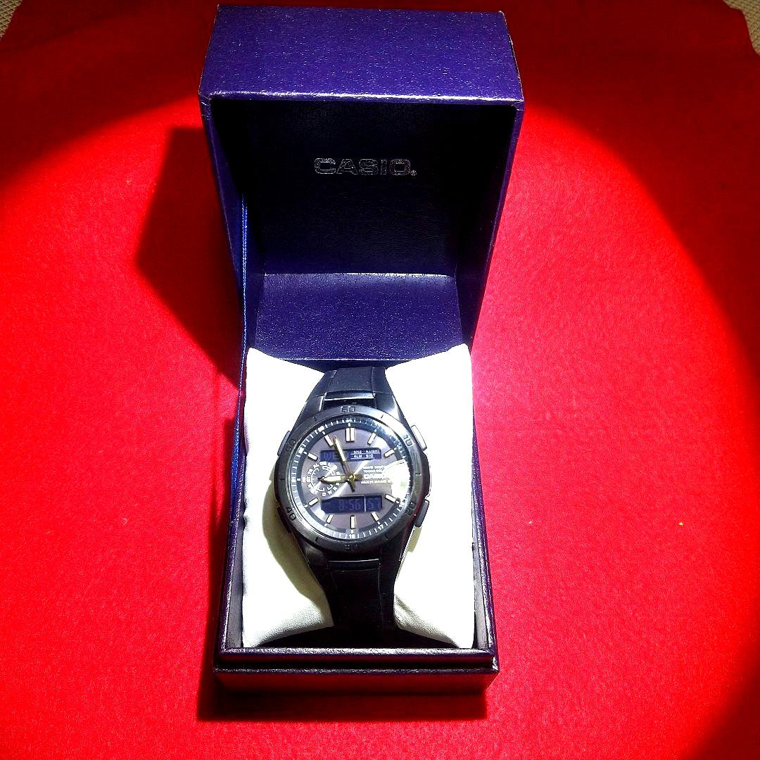 Casio WVA-M850 black analog-digital watch with Multi-Band 6 radio wave reception and Tough Solar power