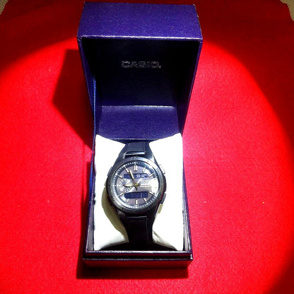 Casio WVA-M850 black analog-digital watch with Multi-Band 6 radio wave reception and Tough Solar power