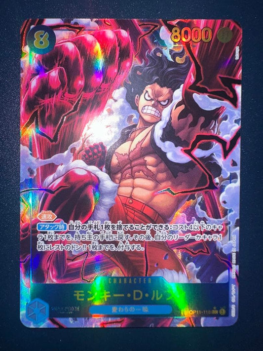 One Piece Monkey D. Luffy OP11-118 parallel character card from New World's Four Emperors series, Japan import