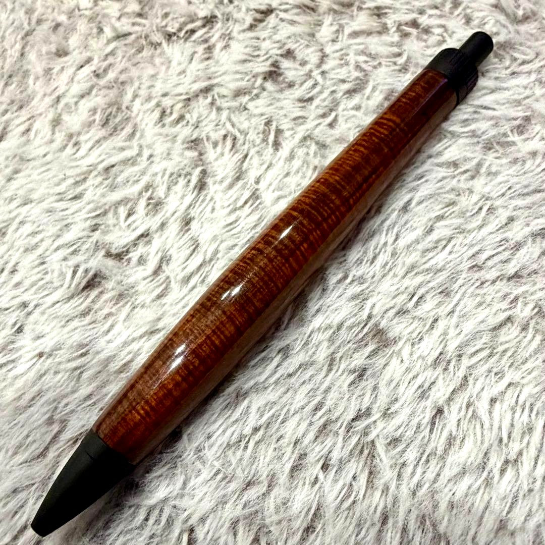 Siamese Rosewood Wood Pen with Lacquer Finish by Brand - Micro-Curry Grain, Optional Metal Fittings — Japan Import