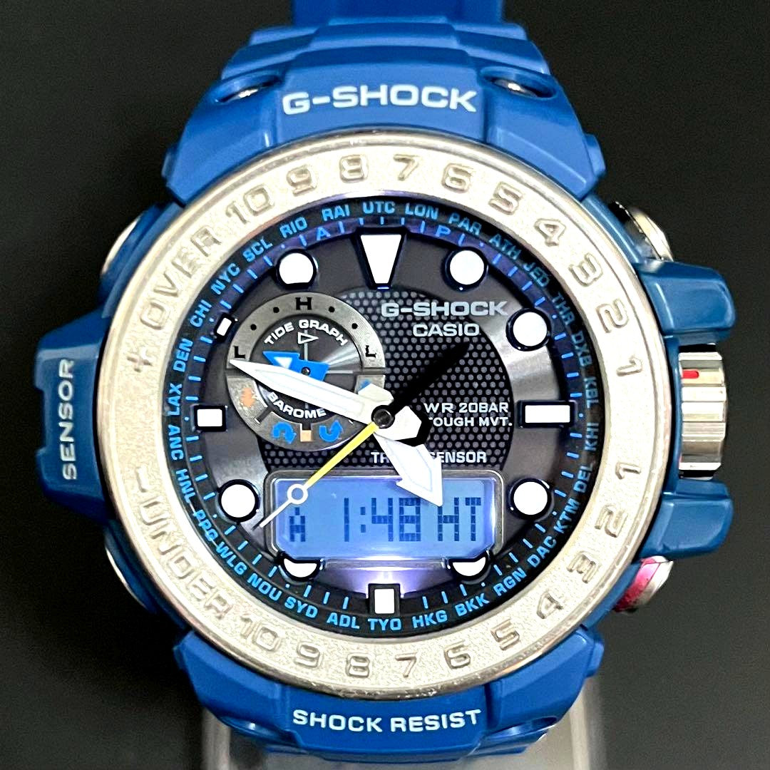 Casio G-Shock Gulfmaster GWN-1000-2AJF ocean blue watch with digital and analog display