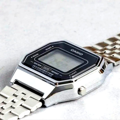 Casio Standard LA680WA-1B digital watch with stainless steel band and digital display Japan import
