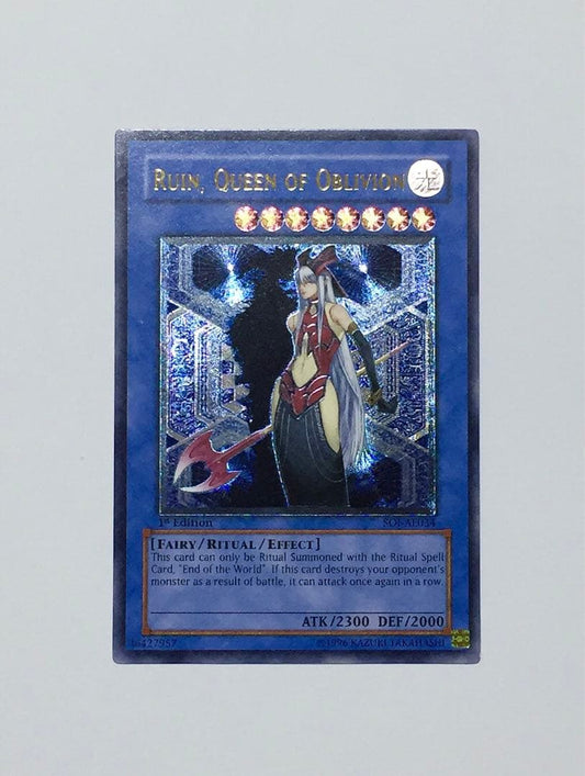 Yu-Gi-Oh Old Asia Relief Ruin the Goddess of Ruin Ultimate Rare card Japan import with visible signs of use