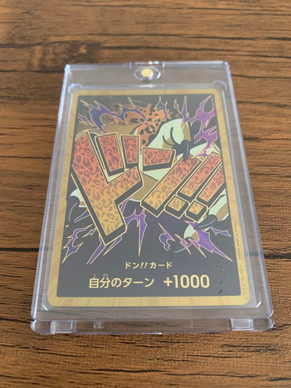 One Piece Card Game Don Super Parallel Rob Lucci SP card PRB-01 from Bandai Namco in protective card loader