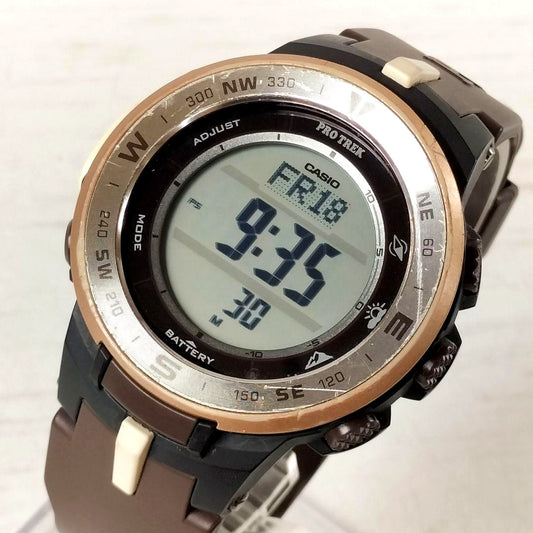 Casio Pro Trek PRG-330GE Inuwashi collaboration solar watch with black band and digital-analog dial