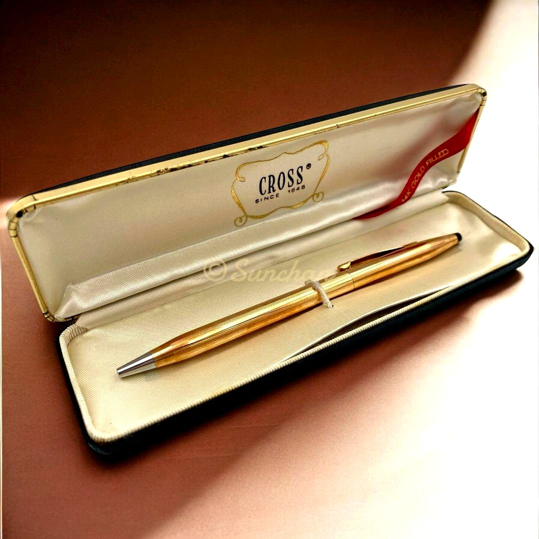 Cross 14KGF Old Logo Ballpoint Pen with Box and Guarantee - Japan Import