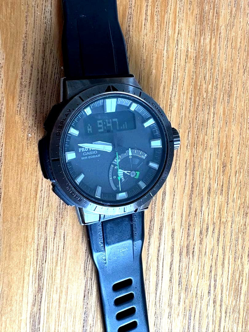 Casio Pro Trek PRW-70Y-1JF men's black digital watch with multi-field radio control and solar power
