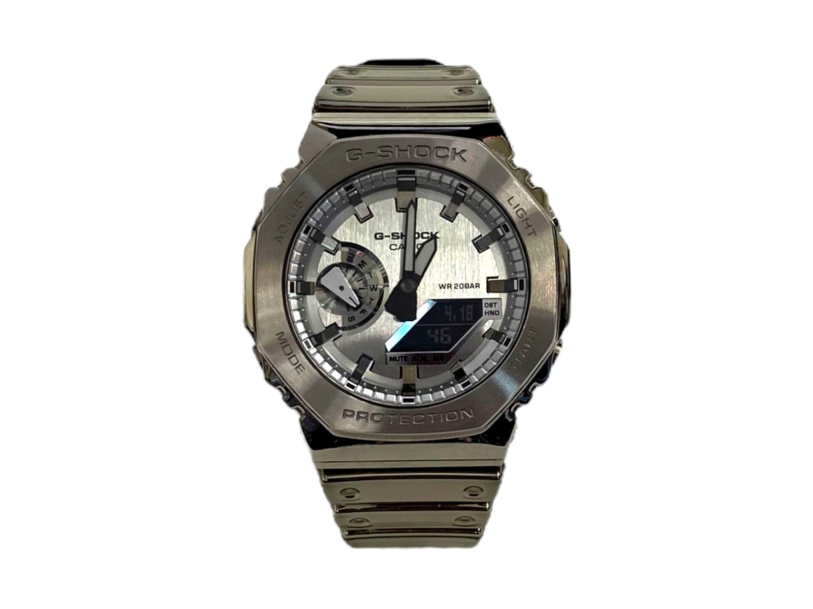 Casio G-Shock Fine Metallic Series GM-2100YM-8AJF silver digital watch with 4.1 cm case and 22 cm strap