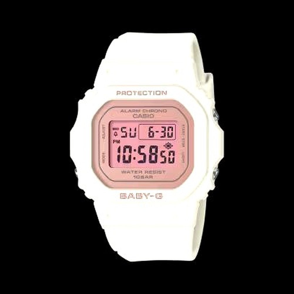 Casio BGD-565SC-4JF women's watch in white and pale pink with pearl dial and floral color styling