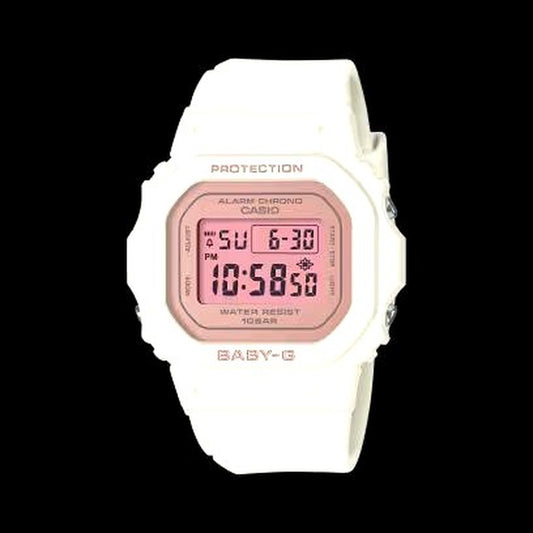 Casio BGD-565SC-4JF women's watch in white and pale pink with pearl dial and floral color styling