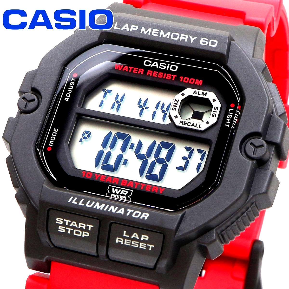 Casio CHUP-CCHAI WS-1400H-4AV men's digital watch with black resin band and green display