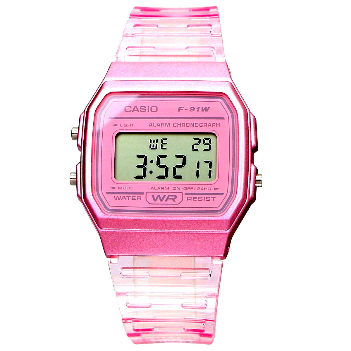 Casio F-91WS-4 pink resin band and dial quartz watch Japan import, no box