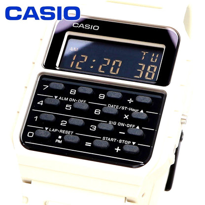 Casio CA-53WF-8B digital watch with calculator and dual time display in gray