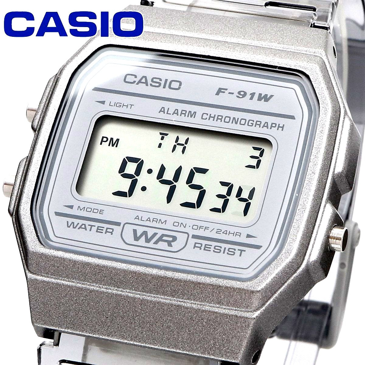 Casio F-91WS-8 grey resin quartz digital watch with digital display and Japan import label