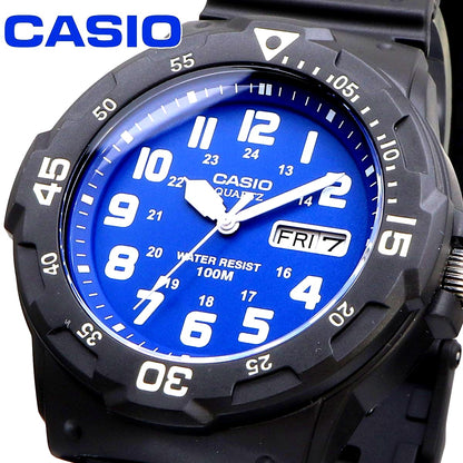Casio MRW-200H-2B2V men's navy blue analog quartz watch with resin band and waterproof 10 ATM