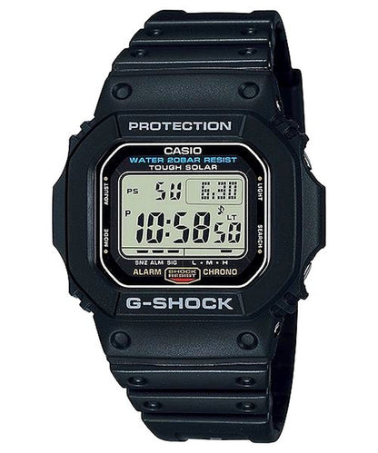 Casio G-Shock G-5600UE-1JF digital tough solar watch with square black design and durable shock resistant case