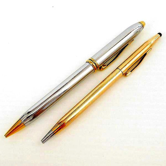 Cross Classic Century ballpoint pen and mechanical pencil set in gold and silver with rotating mechanism