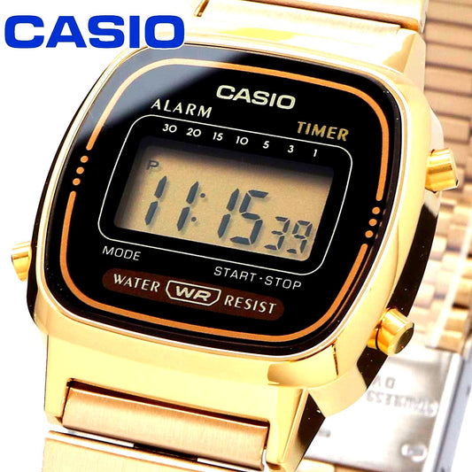 Casio LA670WGA-1 quartz watch with resin case and stainless steel band from Japan import