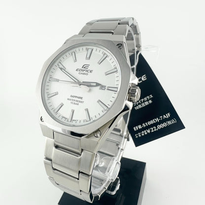Casio Edifice EFR-S108 Series Model EFR-S108DJ-7AJF Silver Watch with Sapphire Glass and 100m Water Resistance — Japan Import