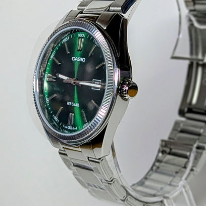 Casio Standard MTP-1302D-3AJF Analog Watch - Green Silver 44.2mm Japan Import